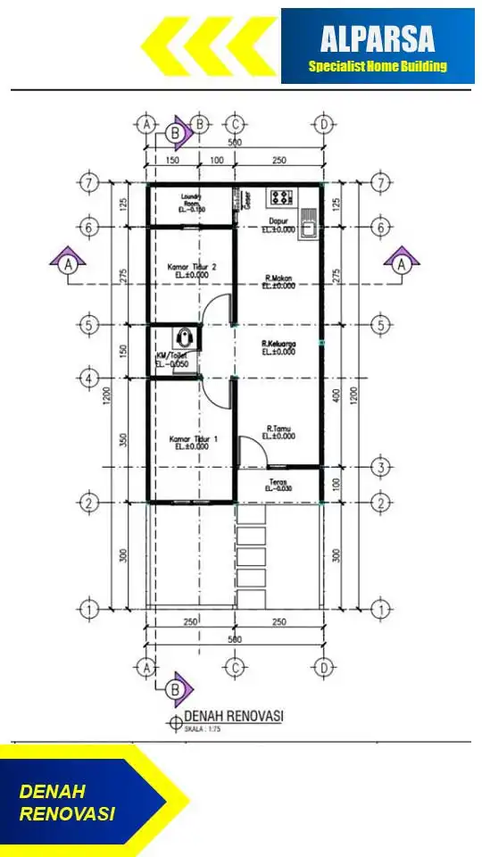 Denah setelah renovasi rumah subsidi