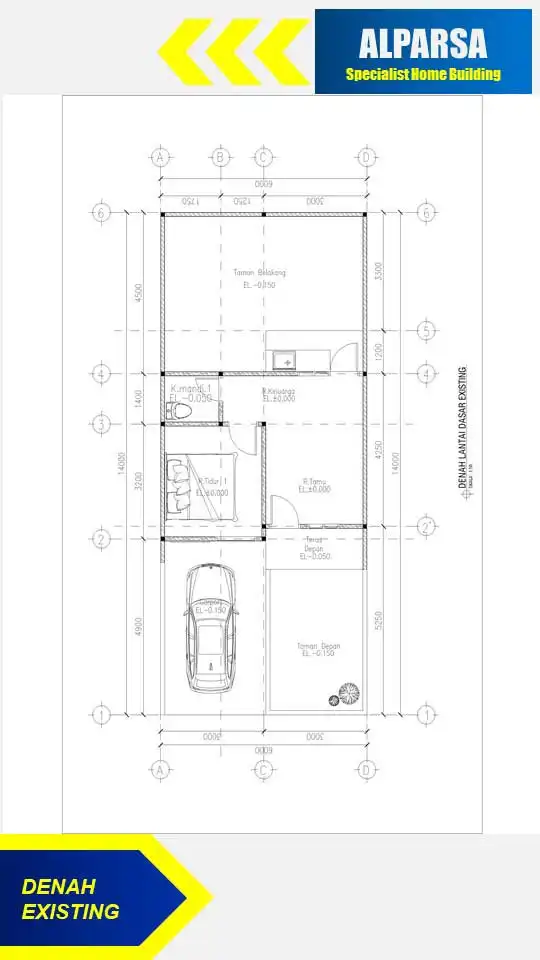 denah sebelum renovasi rumah di perumahan di metland cibitung