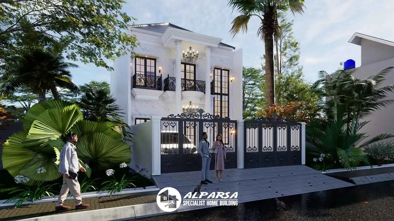 Rumah-2-lantai-Modern-klasik-Tampak-Kiri