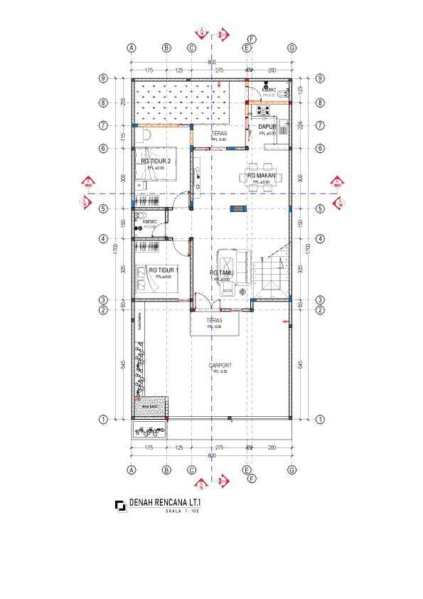 Denah LT 1 Rumah Minimalis