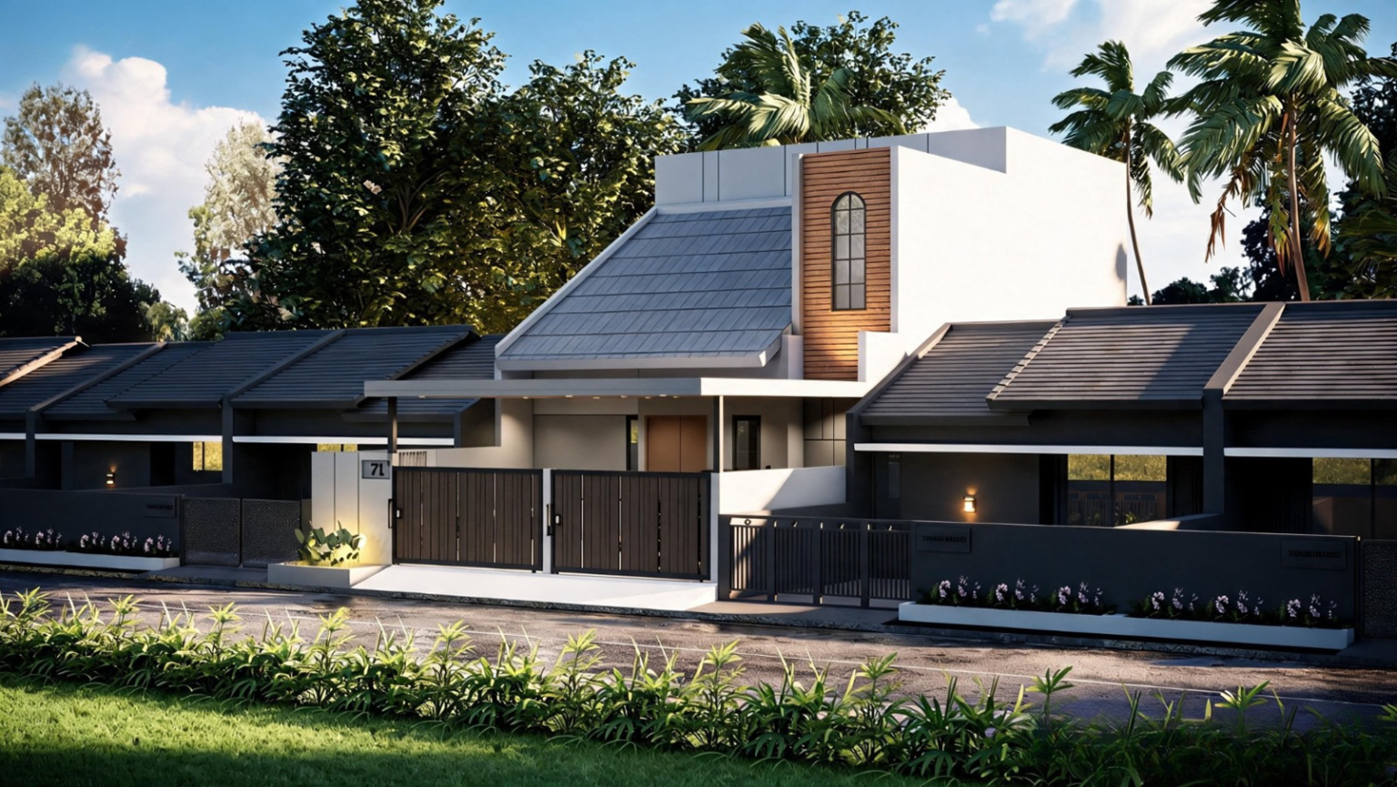 3D Desain rumah minimalis tampak kanan