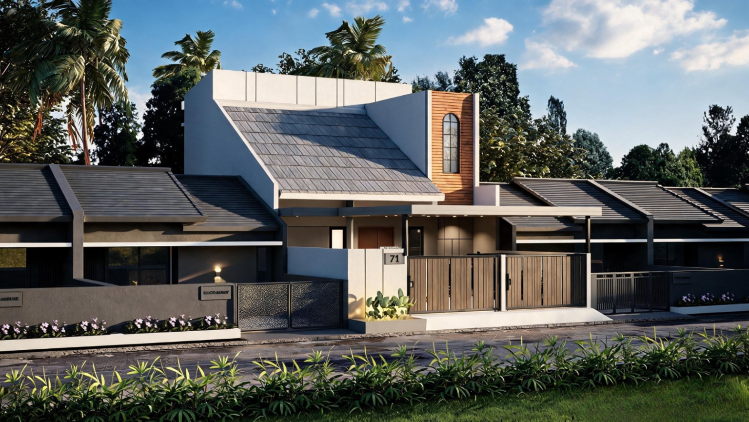 3D Desain rumah minimalis tampak kiri