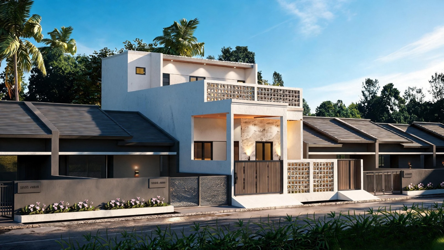 3D rumah modern Kontemporer