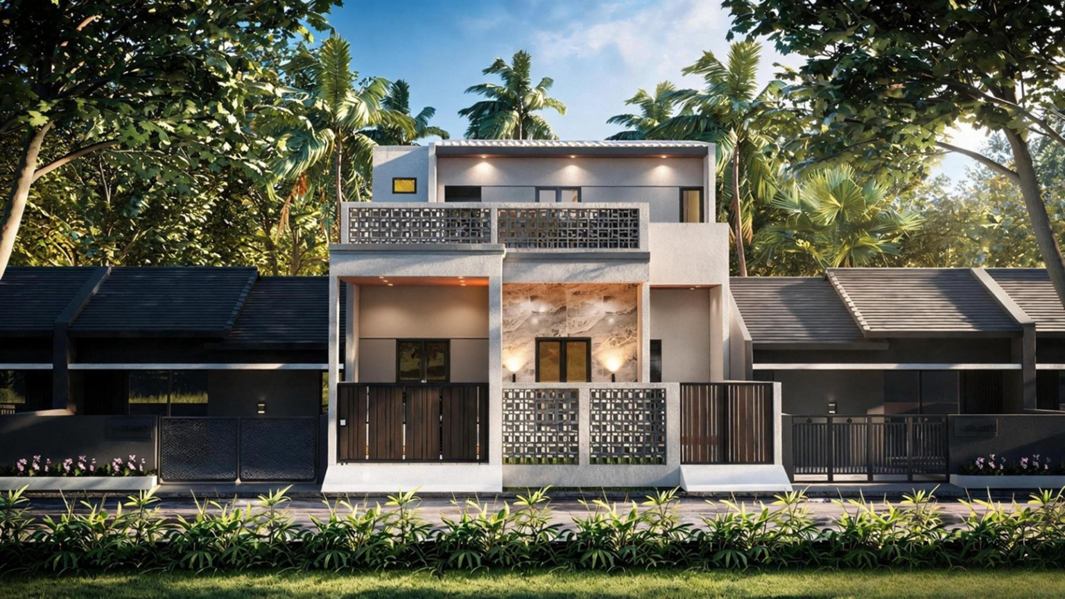 3D rumah modern Kontemporer