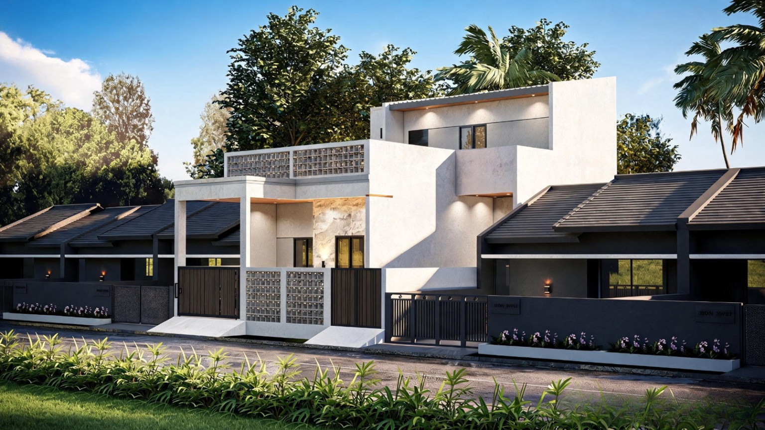 3D rumah modern Kontemporer
