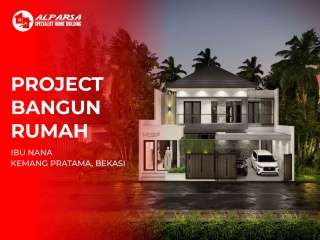 Project bangun rumah 2 lantai di Kemang Pratama dengan konsep modern tropis